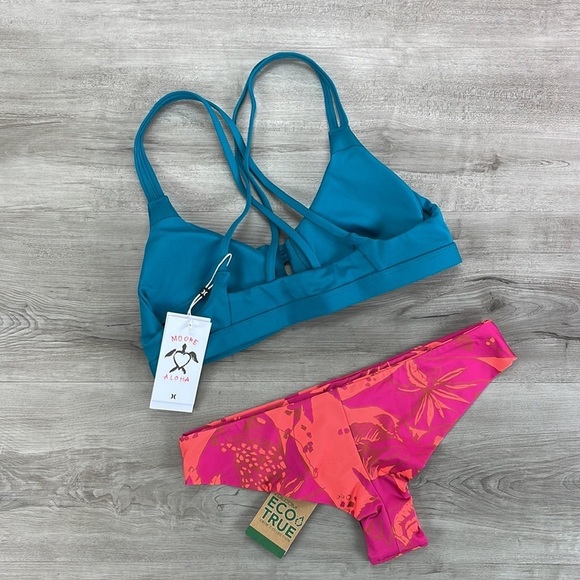 ☀️HURLEY☀️ VOLCOM ☀️MAX SCOOP BIKINI TOP PALM FUN DAY cheeky bikini set - Picture 11 of 16